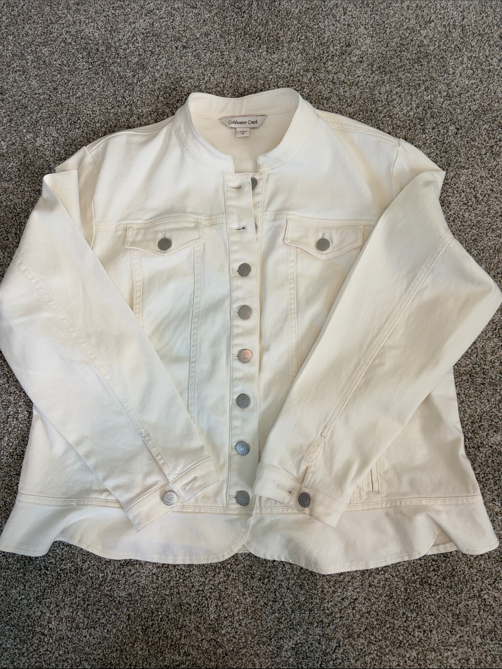 Coldwater Creek Cream Button-Front Jean Jacket XL - Picture 5 of 9